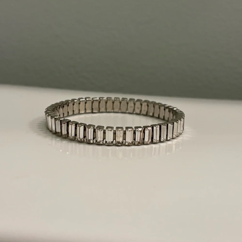 Touchstone Crystal Luxe Silver Night Stretch Bracelet Baguette Crystal - Picture 2 of 10